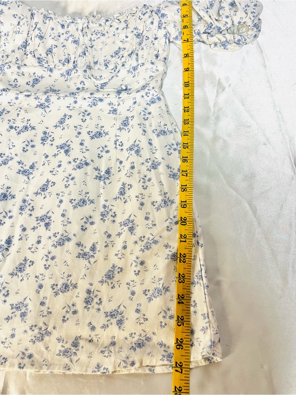 Altar'd State White Mini Dress with Blue Floral Print - NWT - Picture 12 of 12